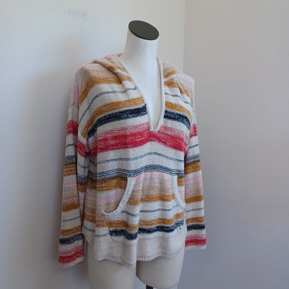 Billabong Hoodie Baja Beach Hooded Sweater Multi-Colored Stripe Womens Large - Picture 5 of 15